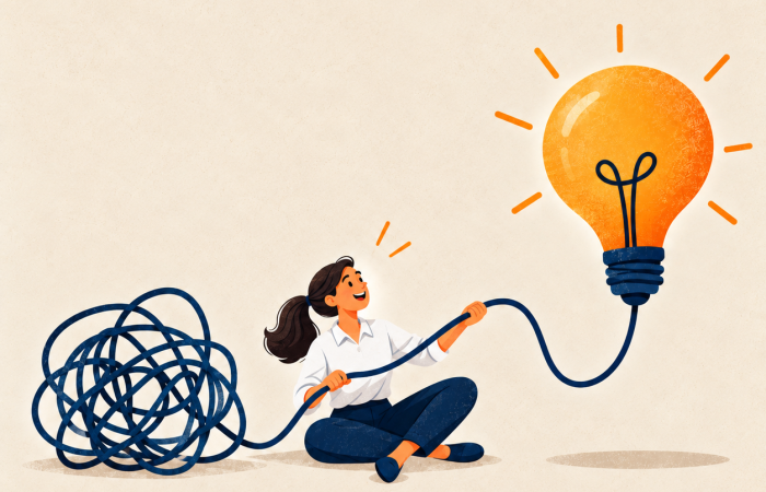 Verworrenes Kabel, brillante Idee